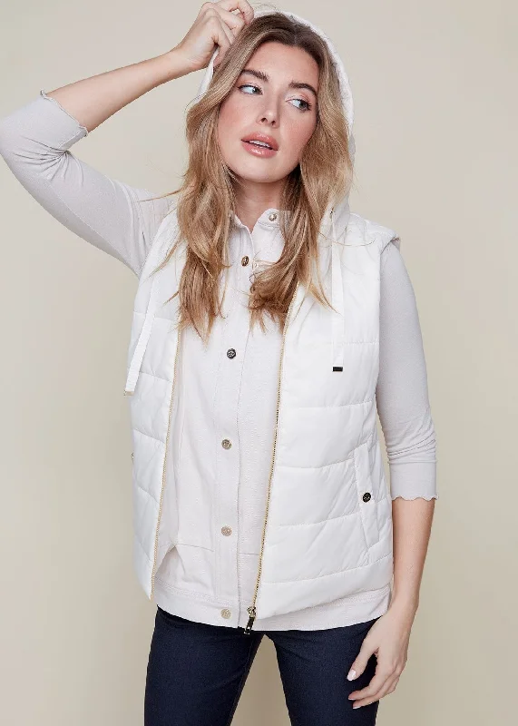 Renuar - Hooded Vest with Denim Trim -SALE