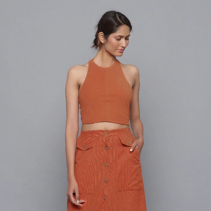 Sunset Rust Warm Cotton Corduroy Tank Top