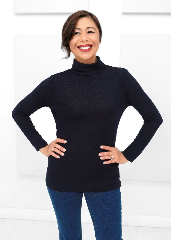 Foil - Fine Merino Polo Neck Top -SALE