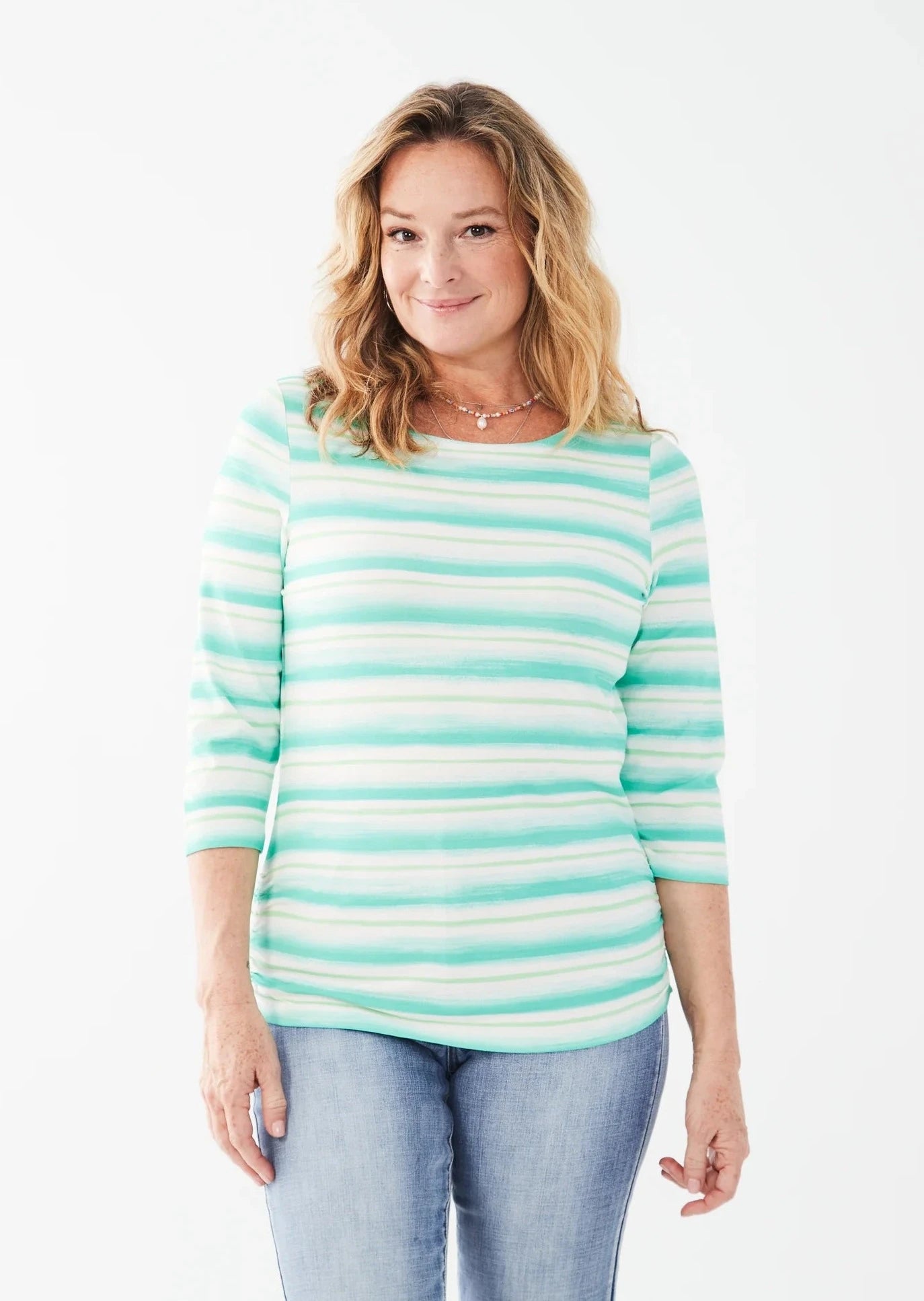 French Dressing Jeans - Amoy Striped 3/4 Sleeve Boatneck Top -SALE