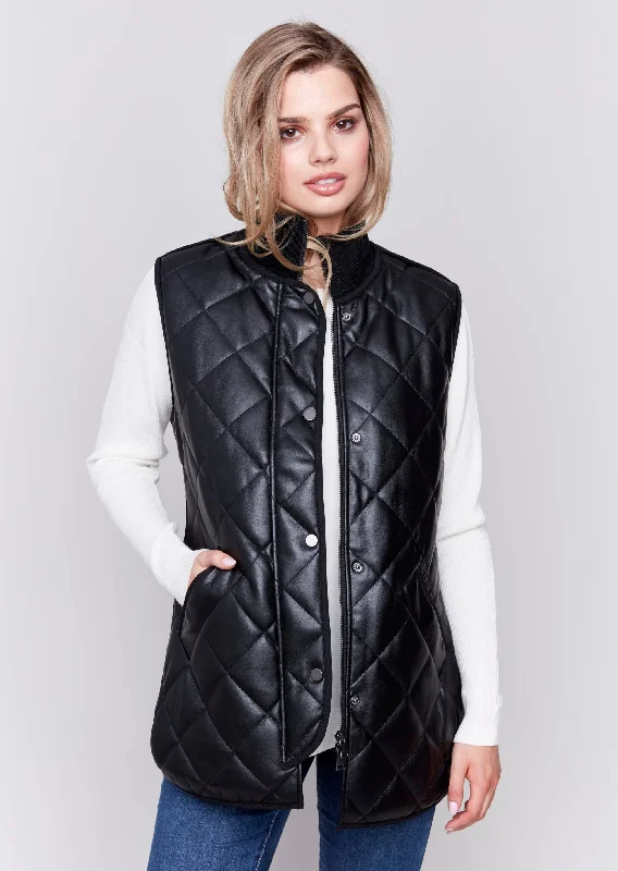 Charlie B - Quilted Faux Leather Vest -SALE