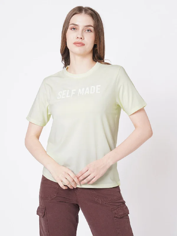 Women Slim Fit Yellow Cold Dye Boxy T-Shirt