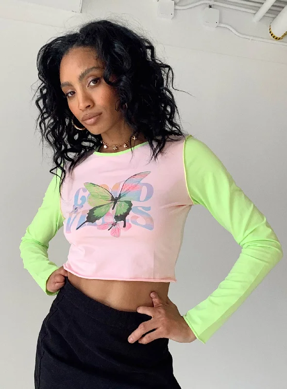 Good Vibrations Long Sleeve Top Pink Multi