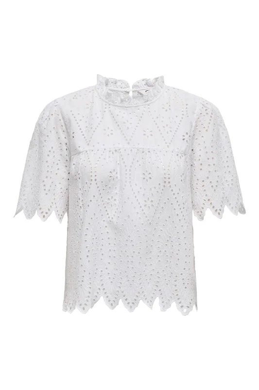 Only - Onlnyla Tulum Emb Ss Top - 4695476 Bright White Bright White Emb.