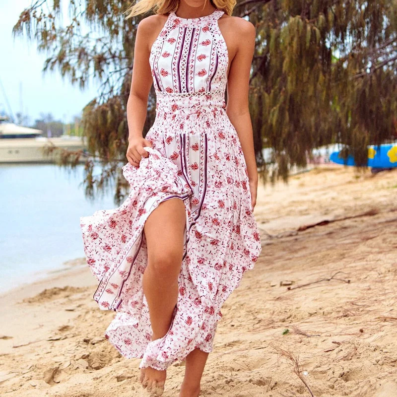 Halter Boho Summer Dress For Women, Bohemian Retro Dress