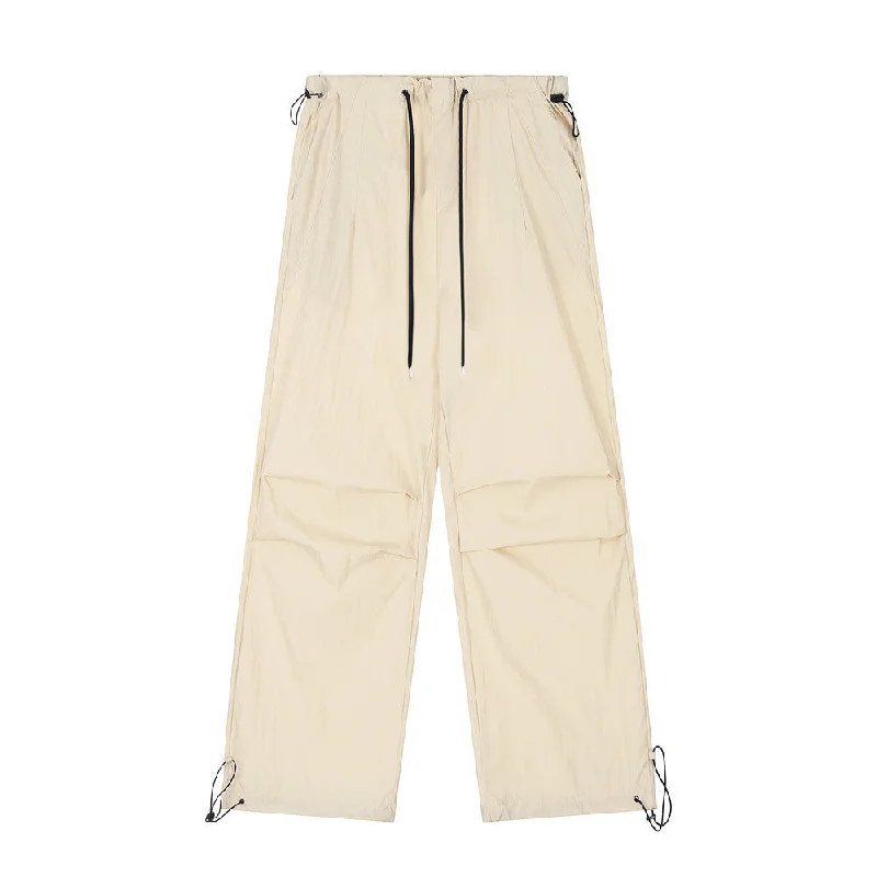 Solid Color Thin Sports Drawstring Pleated Casual Straight-leg Overalls Men