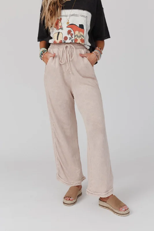 So Comfy Wide Leg Pant Full Length - Taupe