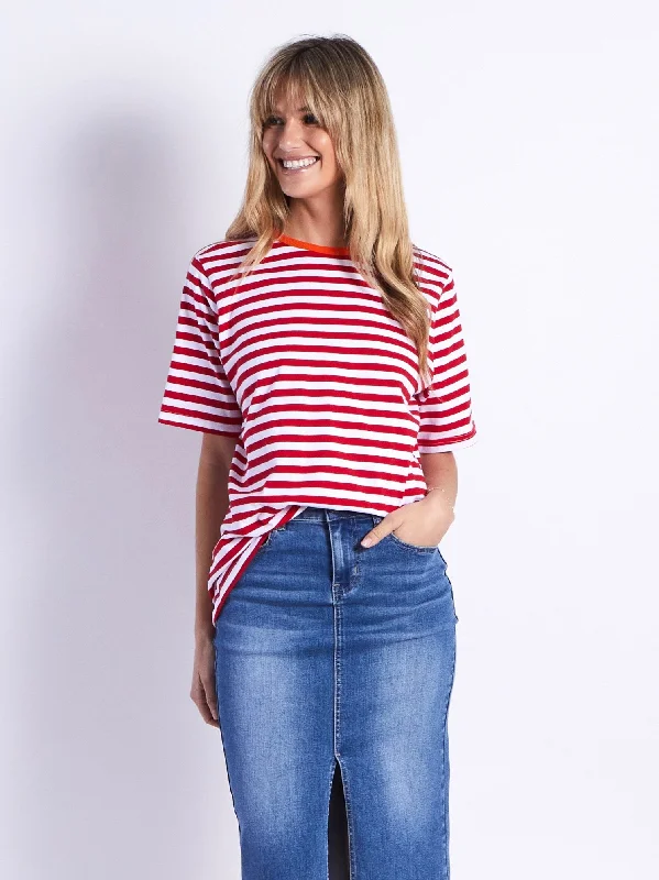 Brunswick Short Sleeves Tee - Red Stripes