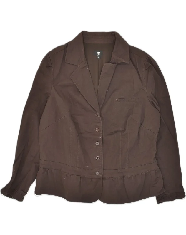 MOSSIMO Womens 5 Button Blazer Jacket UK 14 Large Brown Cotton