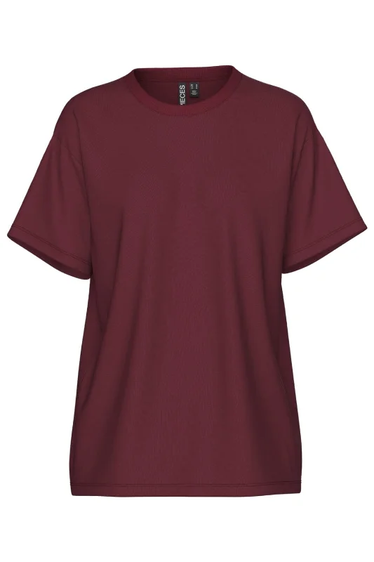 Pieces - Pcskylar Ss Oversized Tee - 4856957 Tawny Port