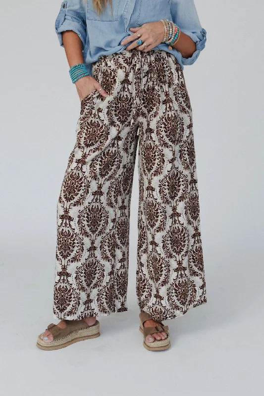 Serene Spirit Wide Leg Pants - Brown