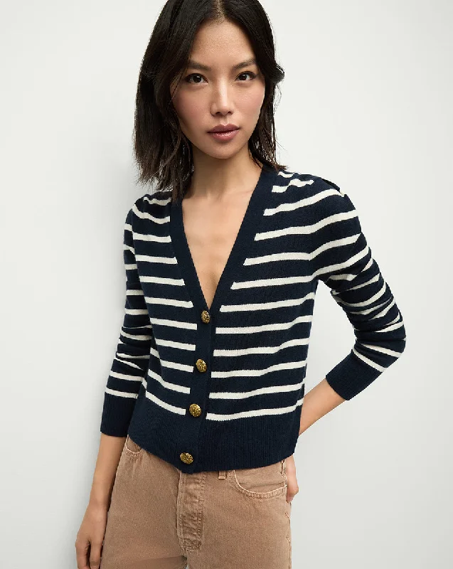 Solene Striped Cashmere Cardigan