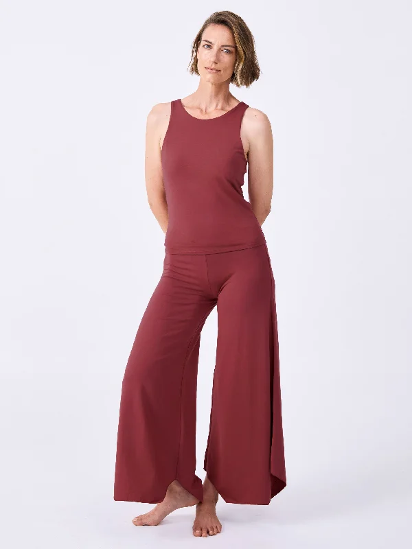 Modal Tulip Flare Pant - Earth Red