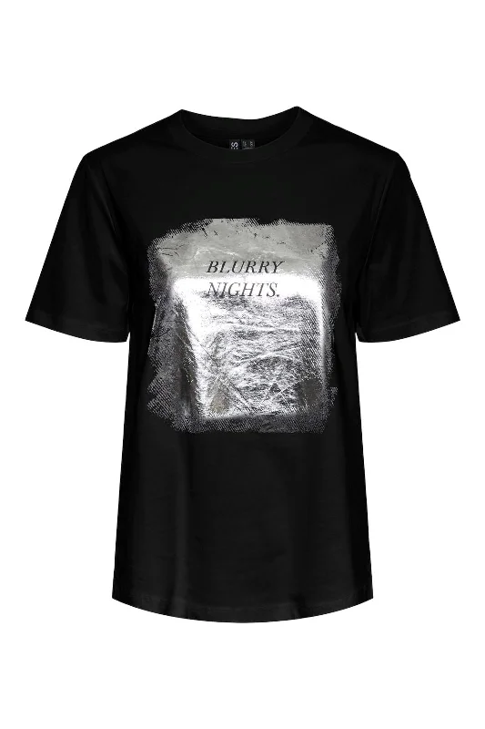 Pieces - Pcreese Ss Printed T-Shirt - 4693501 Black Blurry Nights