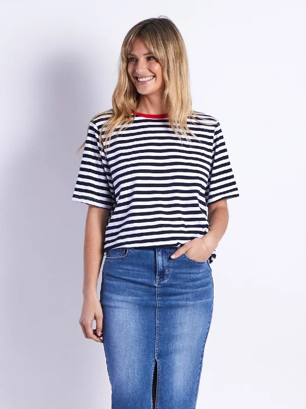 Brunswick Short Sleeves Tee - Navy Stripes