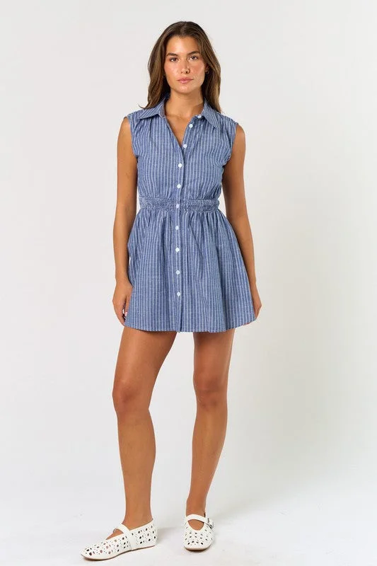 Porta Woven Button Down Mini Dress