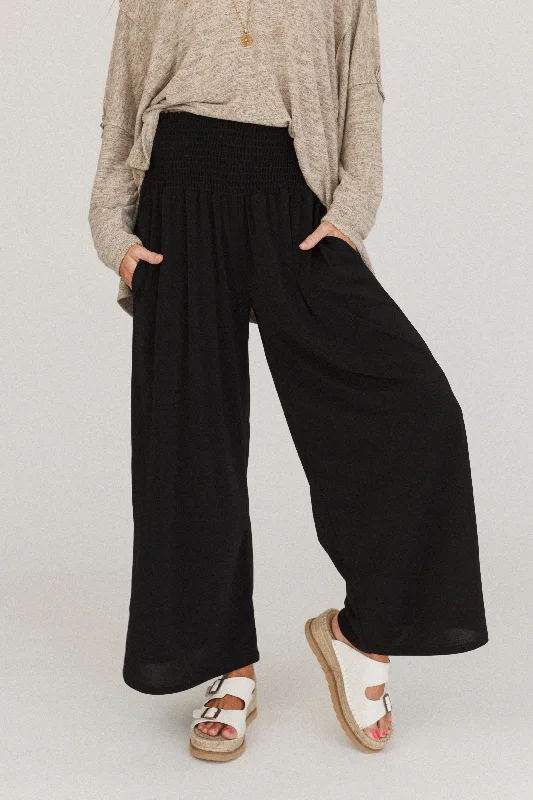 The Nest Aurora Flowy Wide Leg Pants - Black