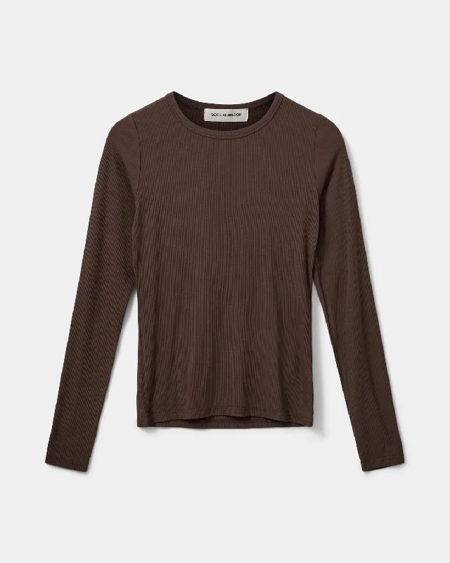 PETRICIASW T-SHIRT LONG SLEEVE - Brown Fudge