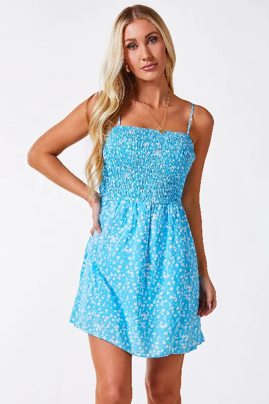 Lovers Turquoise Floral Dotted Dress