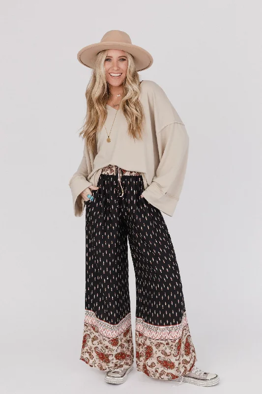 The Nest Nessie Wide Leg Drawstring Pant - Black