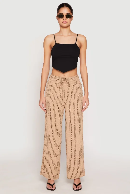 Airy Striped Wide Leg Pants