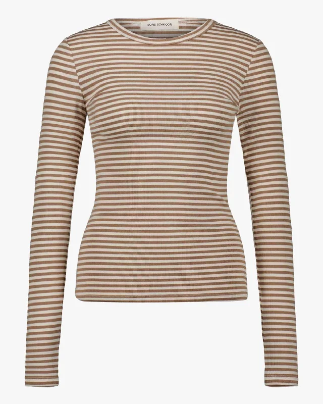 PETRICIASW STRIPE T-SHIRT LONG SLEEVE - Beige Striped