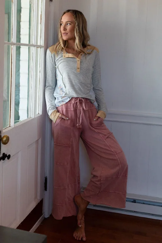 Lucky One Wide Leg Pant - Mauve