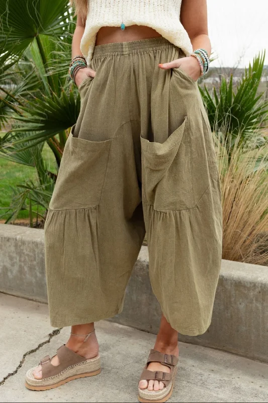 Country Mile Wide Leg Pants - Olive