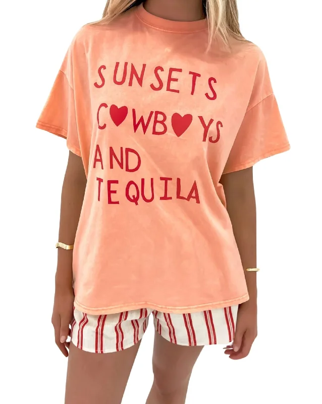 Womens Peach Sunsets & Cowboys Short Set