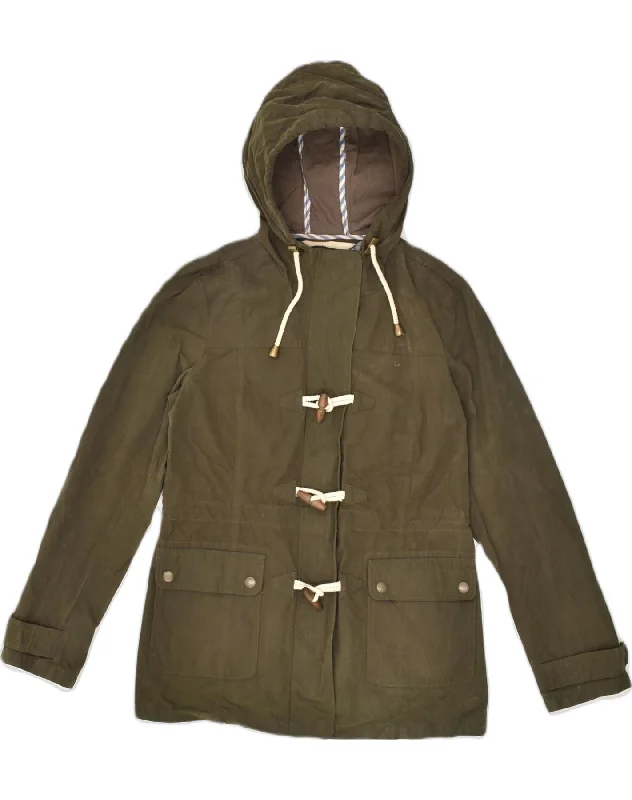 FAT FACE Womens Hooded Duffle Coat UK 8 Small Khaki Polyester