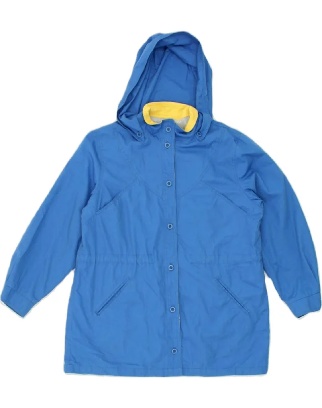 LONDON FOG Womens Hooded Utility Jacket US 16 2XL Blue Cotton