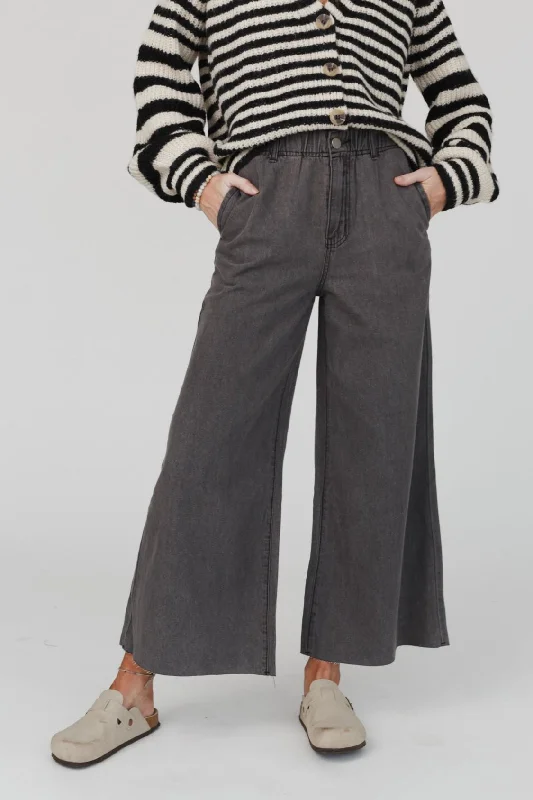 Simply You Wide Leg Jeans - Washed Black