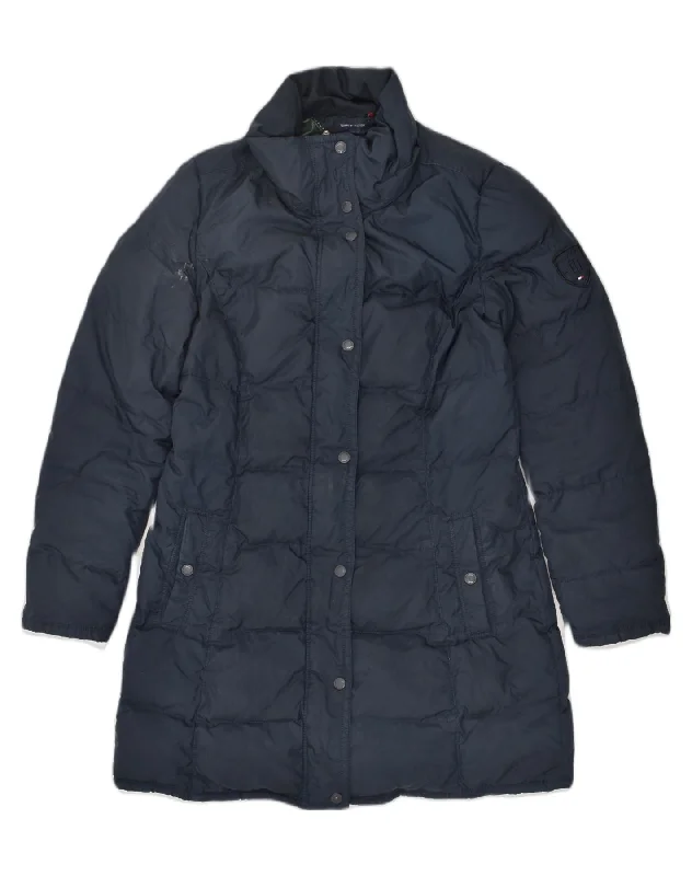 TOMMY HILFIGER Womens Padded Coat UK 12 Medium Navy Blue Polyester