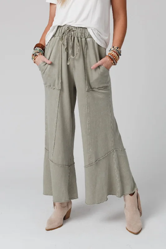 Feeling Good Wide Leg Pant - Faded Sage