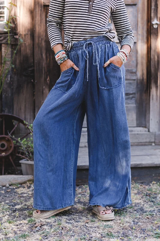 So Fine Wide Leg Pants - Blue