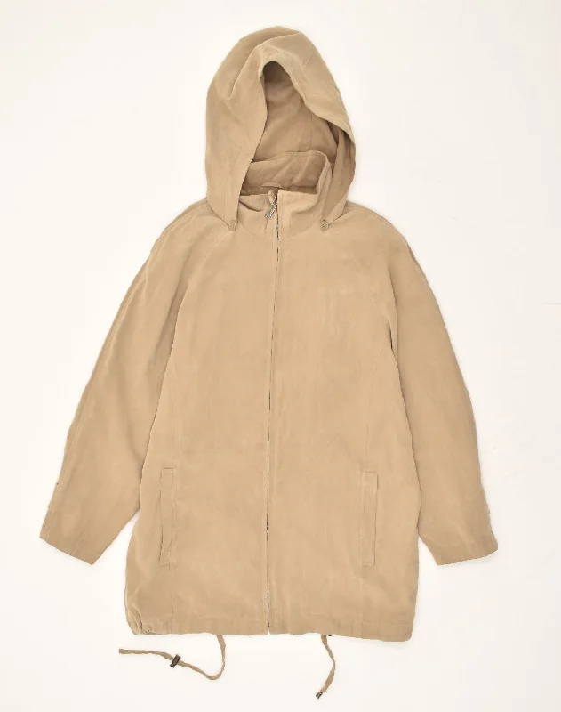 LONDON FOG Womens Oversized Hooded Overcoat UK 6 XS Beige Polyester