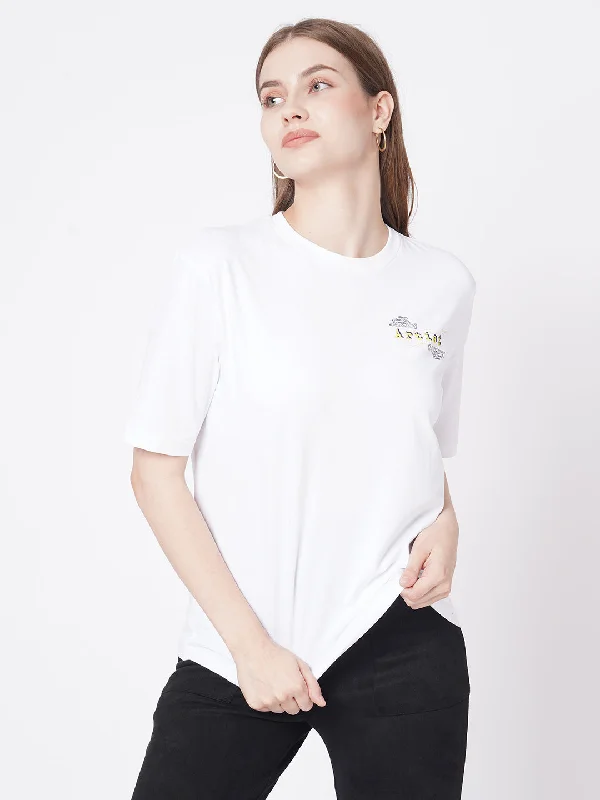 Women Slim Fit White Oversize T-Shirt