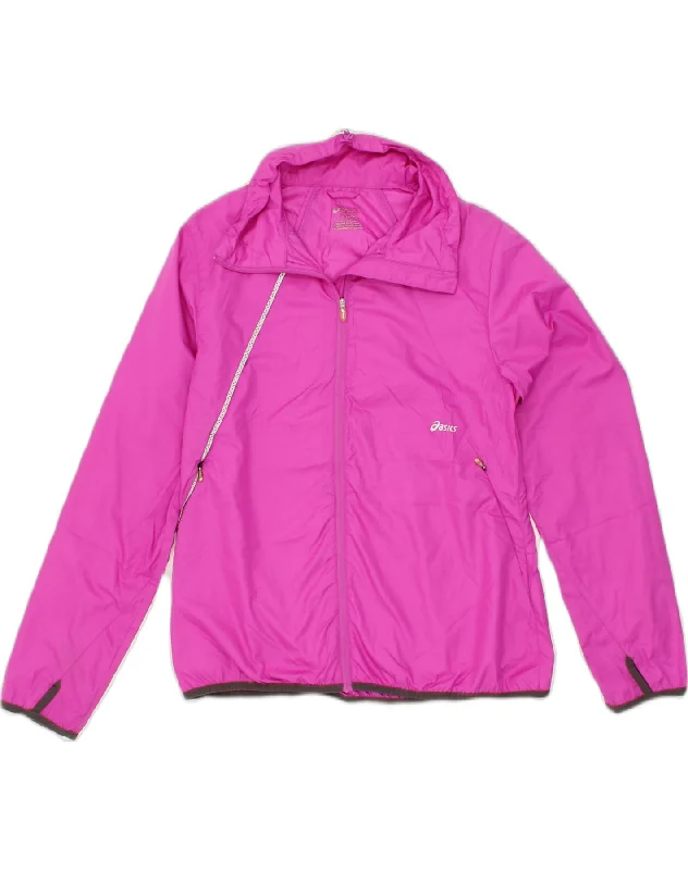 ASICS Womens Rain Jacket UK 16 Large Pink Polyester