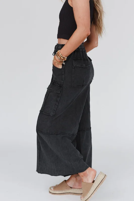 Game On Cargo Wide Leg Pant - Black