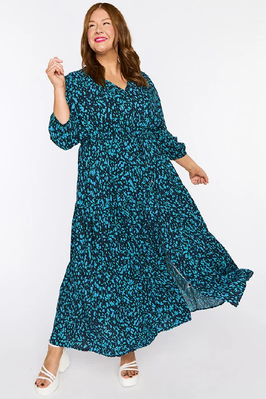 Adeline Teal Dash Dress