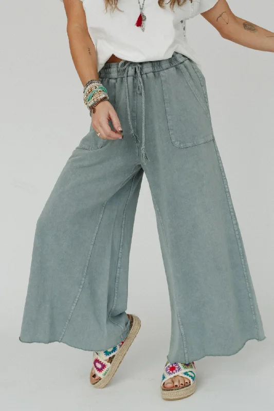 Relaxing Robin Wide Leg Pant - Faded Teal