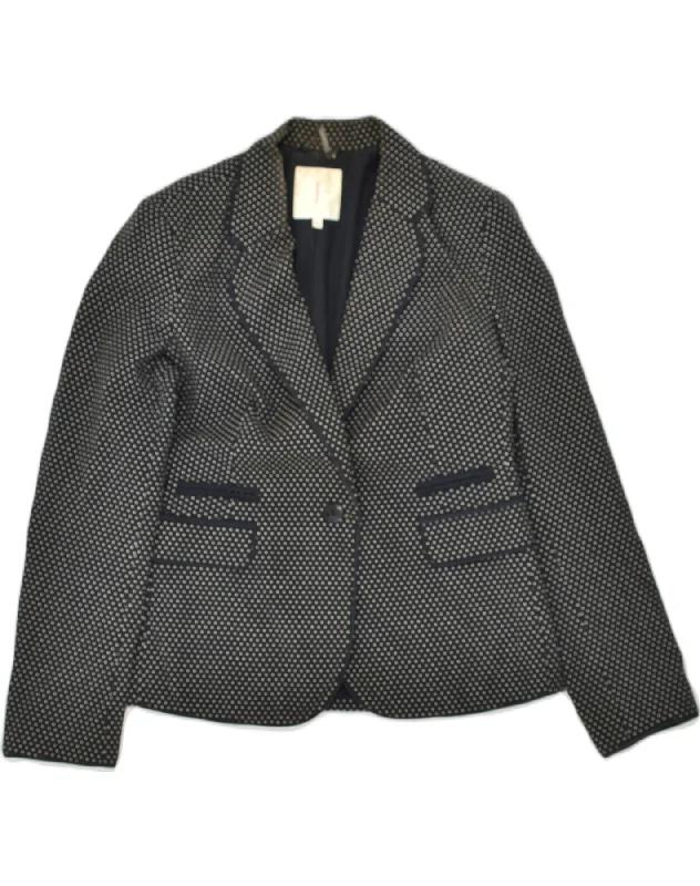 JASPER CONRAN Womens 1 Button Blazer Jacket UK 14 Medium  Black Polka Dot