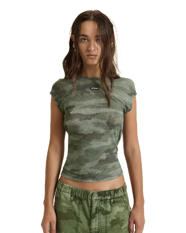 SHEER RIB CAMO SLIM TEE