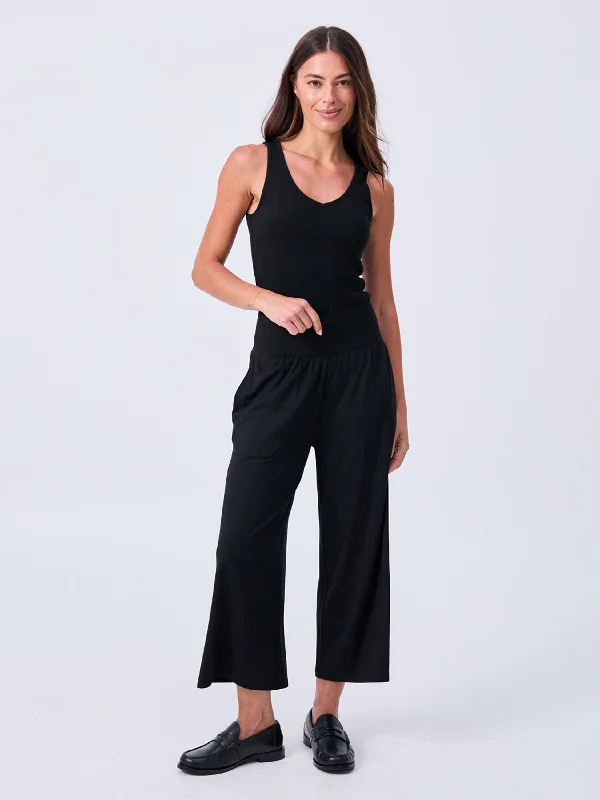 Nomad Modal Wide Leg Pant 7/8 - Black