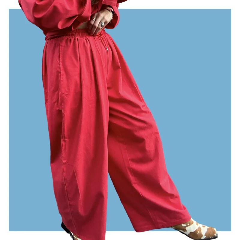 Wide Leg Pants - Red