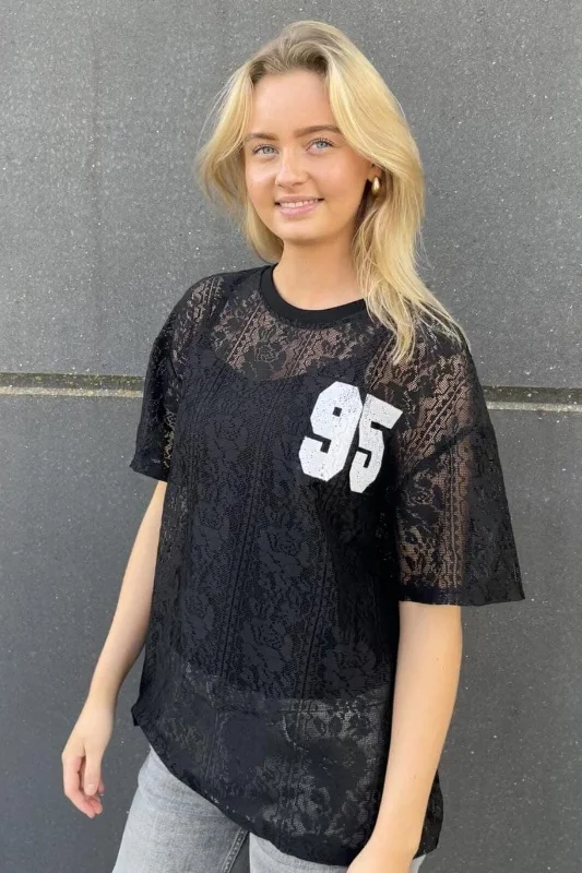 Sisters Point - Lace-Tee - 011 Black/Cream