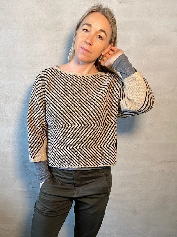 Studio sweater w 3/4 length sleeves by Hanne Falkenberg, (No. 20) knitting pattern