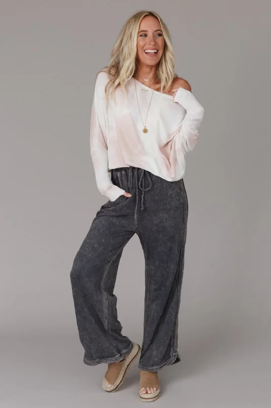 So Comfy Wide Leg Pant Full Length - Charcoal