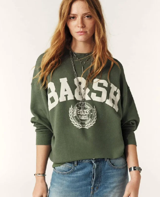 Ba&sh Benjamin Khaki Green Slogan Sweatshirt